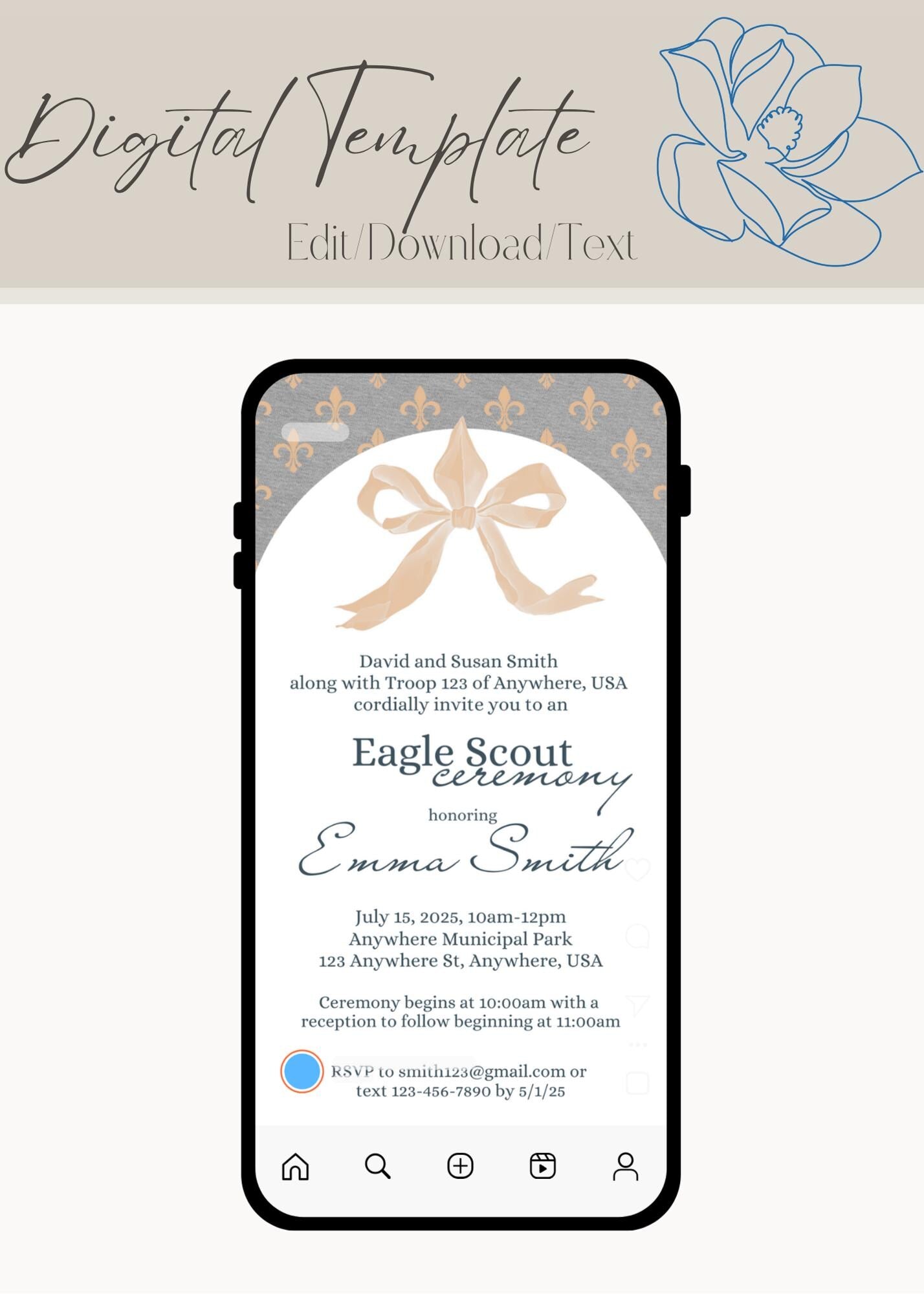Eagle Scout Court of Honor Invitation, Printable Download, Digital Template, Eagle Scout, Female Eagle, Girl Eagle, Inspirational Scout
