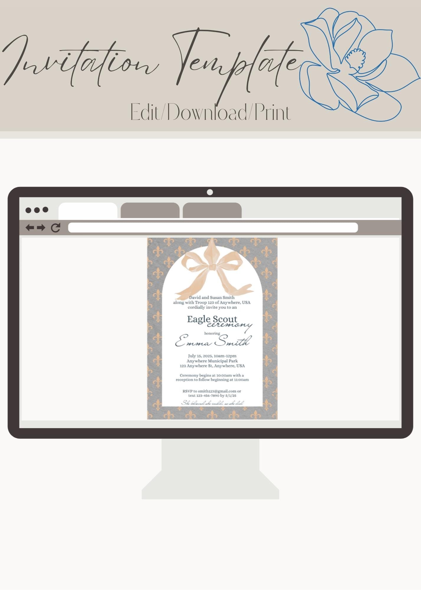 Eagle Scout Court of Honor Invitation, Printable Download, Digital Template, Eagle Scout, Female Eagle, Girl Eagle, Inspirational Scout