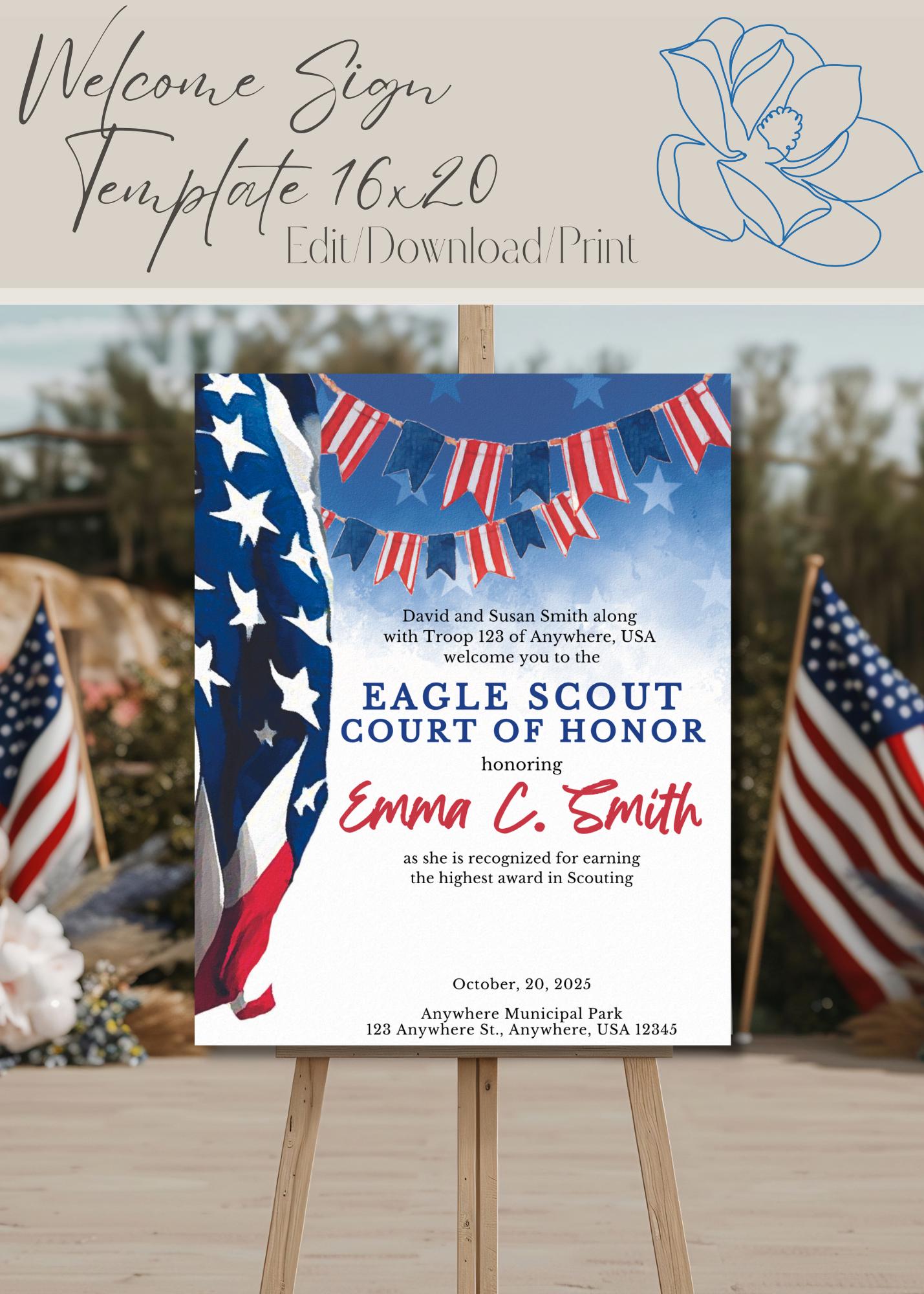 Eagle Scout Court of Honor Invitation, Printable Download, Digital Invite Template, Eagle Scout, BSA