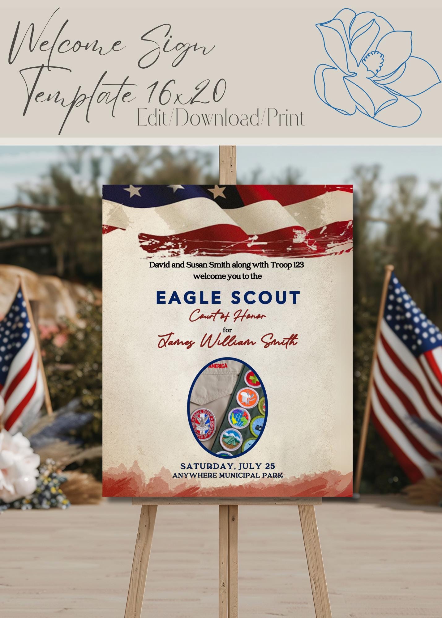 Eagle Scout Court of Honor Invitation, Printable Download, Digital Invite Template, Bald Eagle Scout