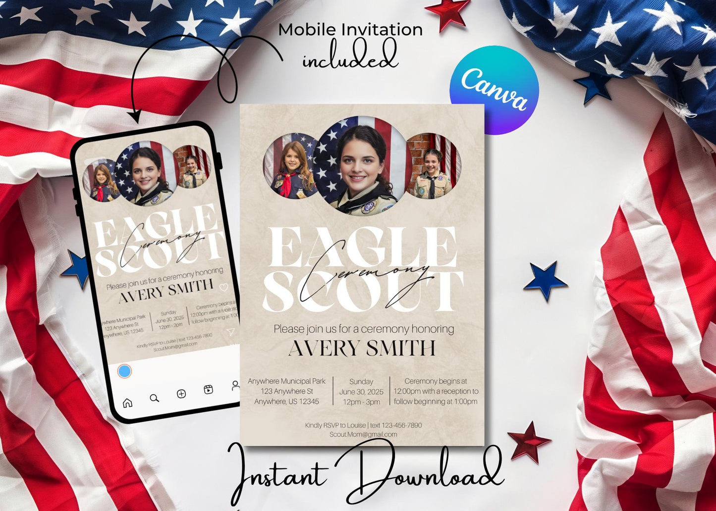 Eagle Scout Court of Honor Invitation, Printable Download, Digital Invite Template, Custom Invitations, Celebration, Scouting, Scout