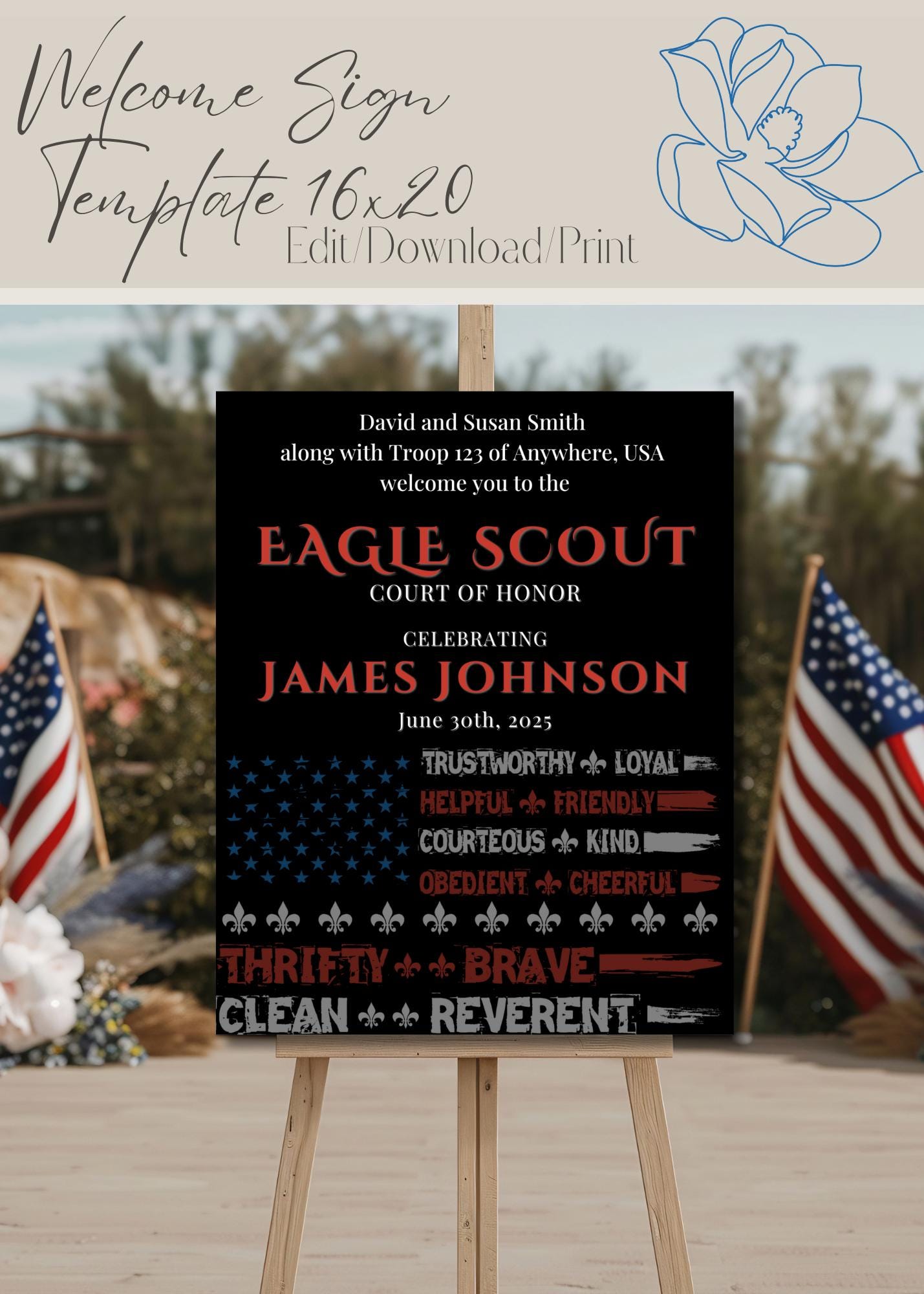 Eagle Scout Court of Honor Invitation, Printable Download, Digital Invite Template, DIY Eagle Scout, Motto