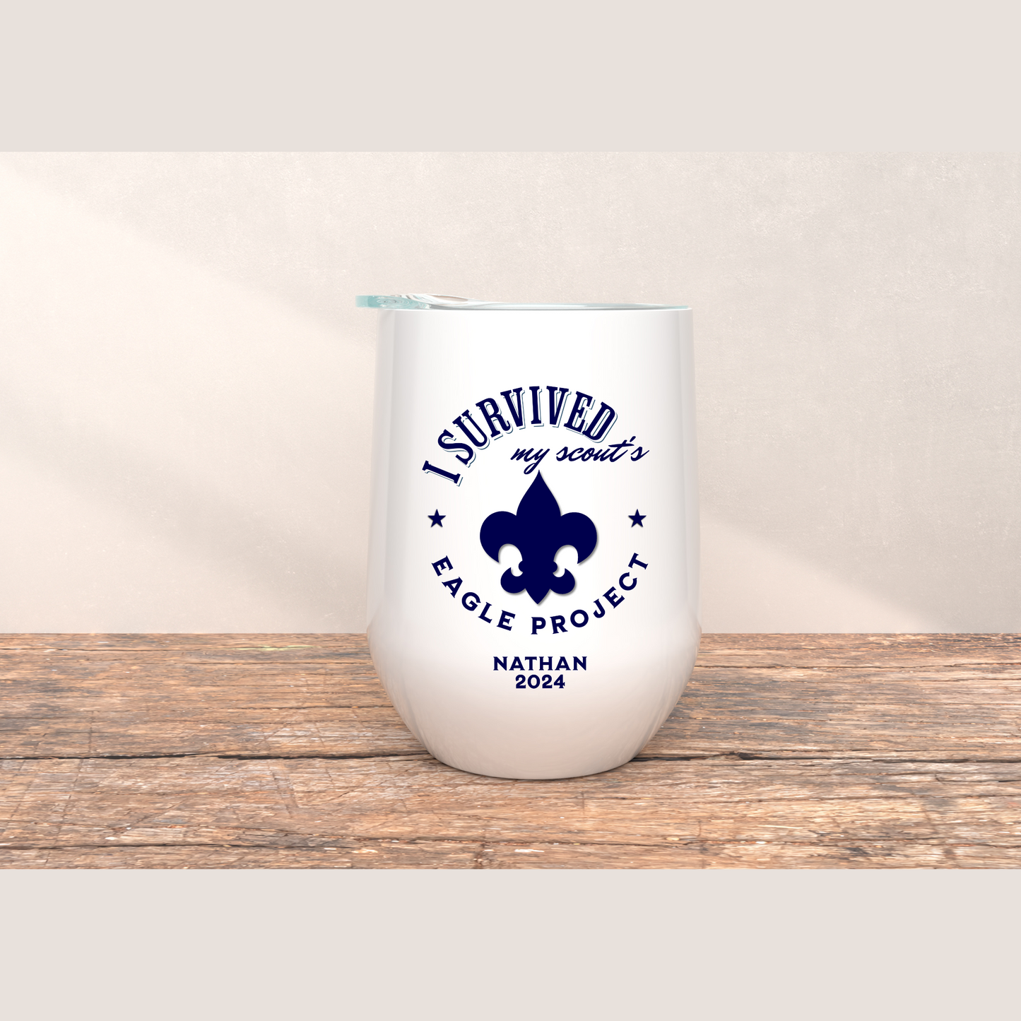 Wine Tumbler - 'I Survived My Scout's Eagle Project'