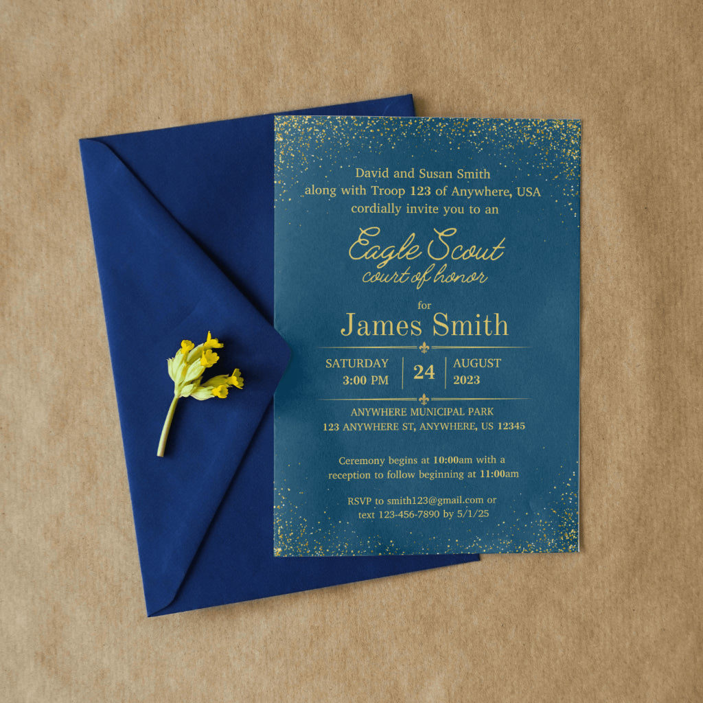 Eagle Scout Court of Honor Invitation, Printable Download, Digital Invite Template, Sparkle Eagle Scout