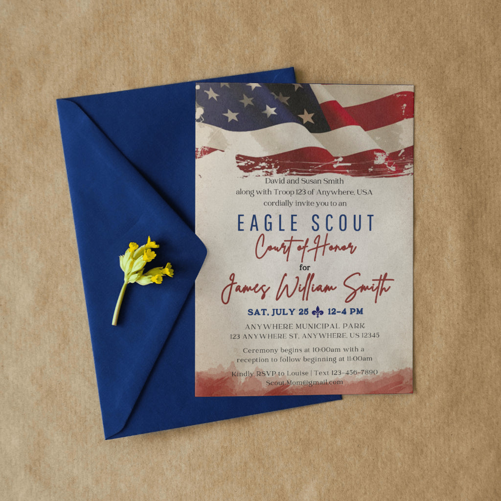 Eagle Scout Court of Honor Invitation, Printable Download, Digital Invite Template, Bald Eagle Scout