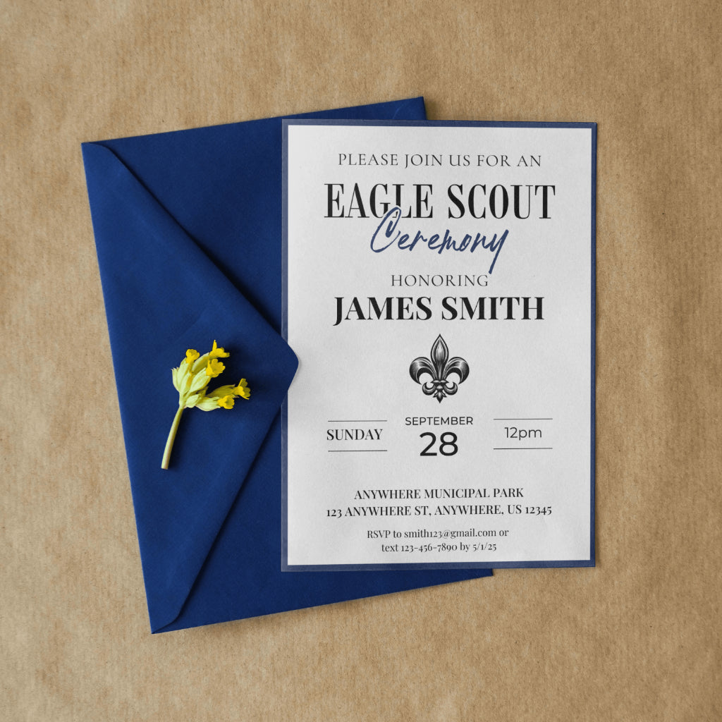 Eagle Scout Court of Honor Invitation, Printable Download, Invite Template, DIY Eagle Scout Blue