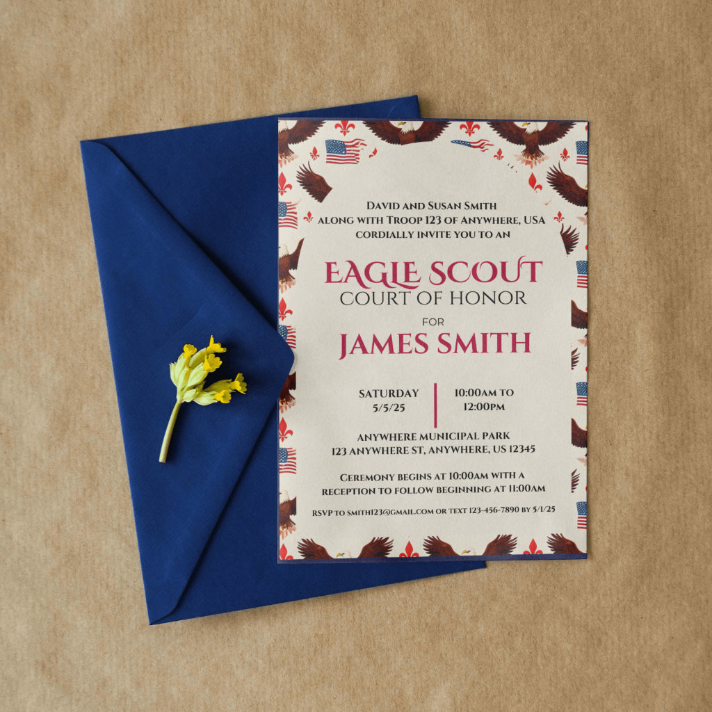 Eagle Scout Court of Honor Invitation, Printable Download, Digital Invite Template, Bald Eagle Scout