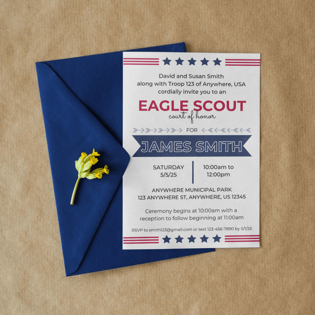 Eagle Scout Court of Honor Invitation, Printable Download, Digital Invite Template, DIY Eagle Scout