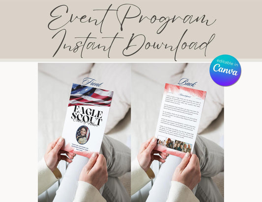Eagle Scout Court of Honor Program order of events custom, Scouts, Party, customizable Program, Non-Distressed Flag