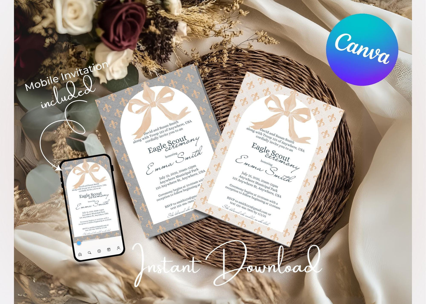 Eagle Scout Court of Honor Invitation, Printable Download, Digital Template, Eagle Scout, Female Eagle, Girl Eagle, Inspirational Scout