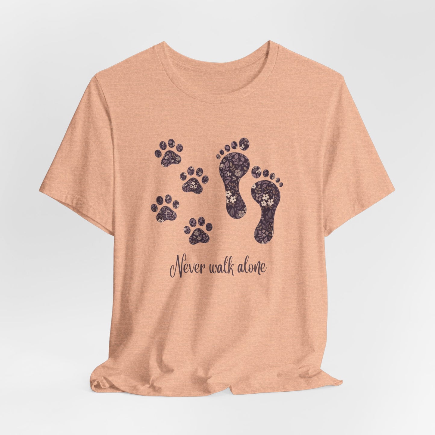 Never Walk Alone Pet Lovers T-Shirt — Footprint & Paw Print Design