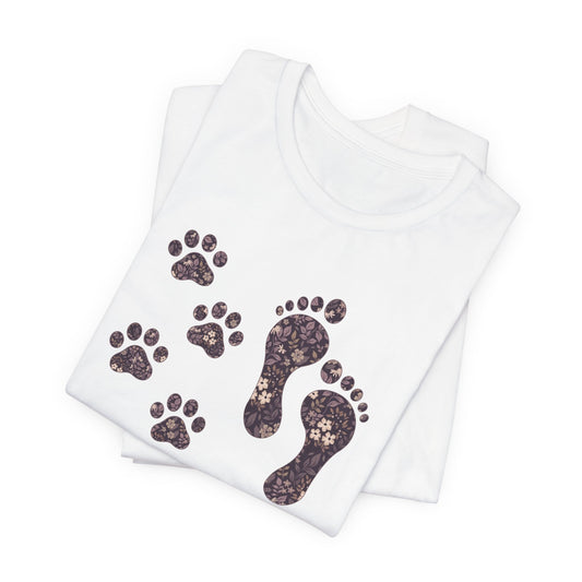 Never Walk Alone Pet Lovers T-Shirt — Footprint & Paw Print Design