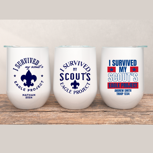 Wine Tumbler - 'I Survived My Scout's Eagle Project'