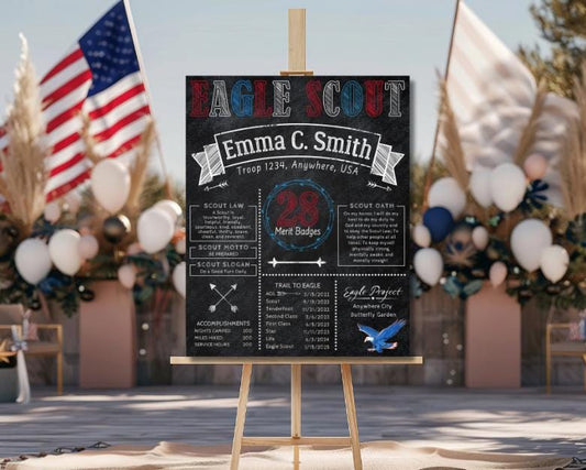 Eagle Scout Chalk Board Posters, Scout 16x20 Chalk Sign, Eagle Scout, Achievement Sign, Court of Honor, Inspirational Eagle Scout Decor